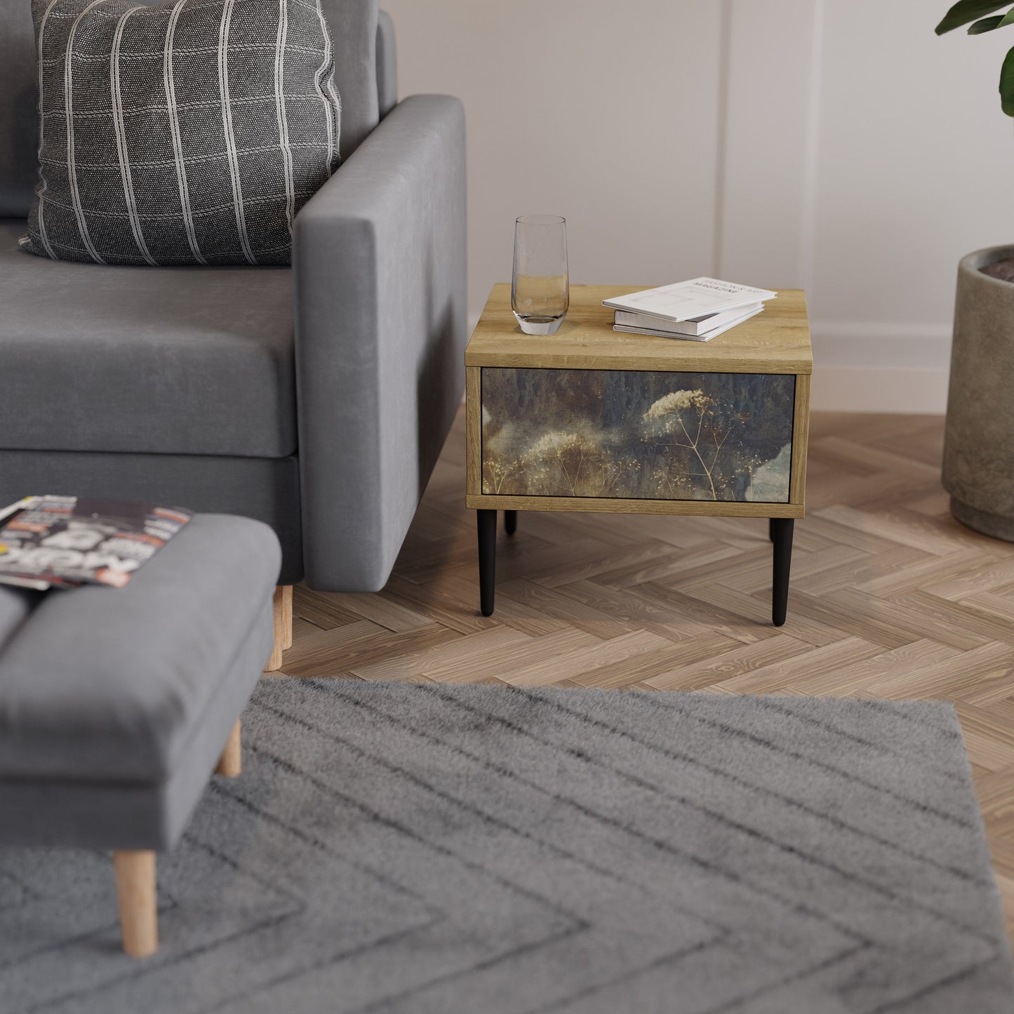 GENTLE POWER Comodino in Effetto Rovere