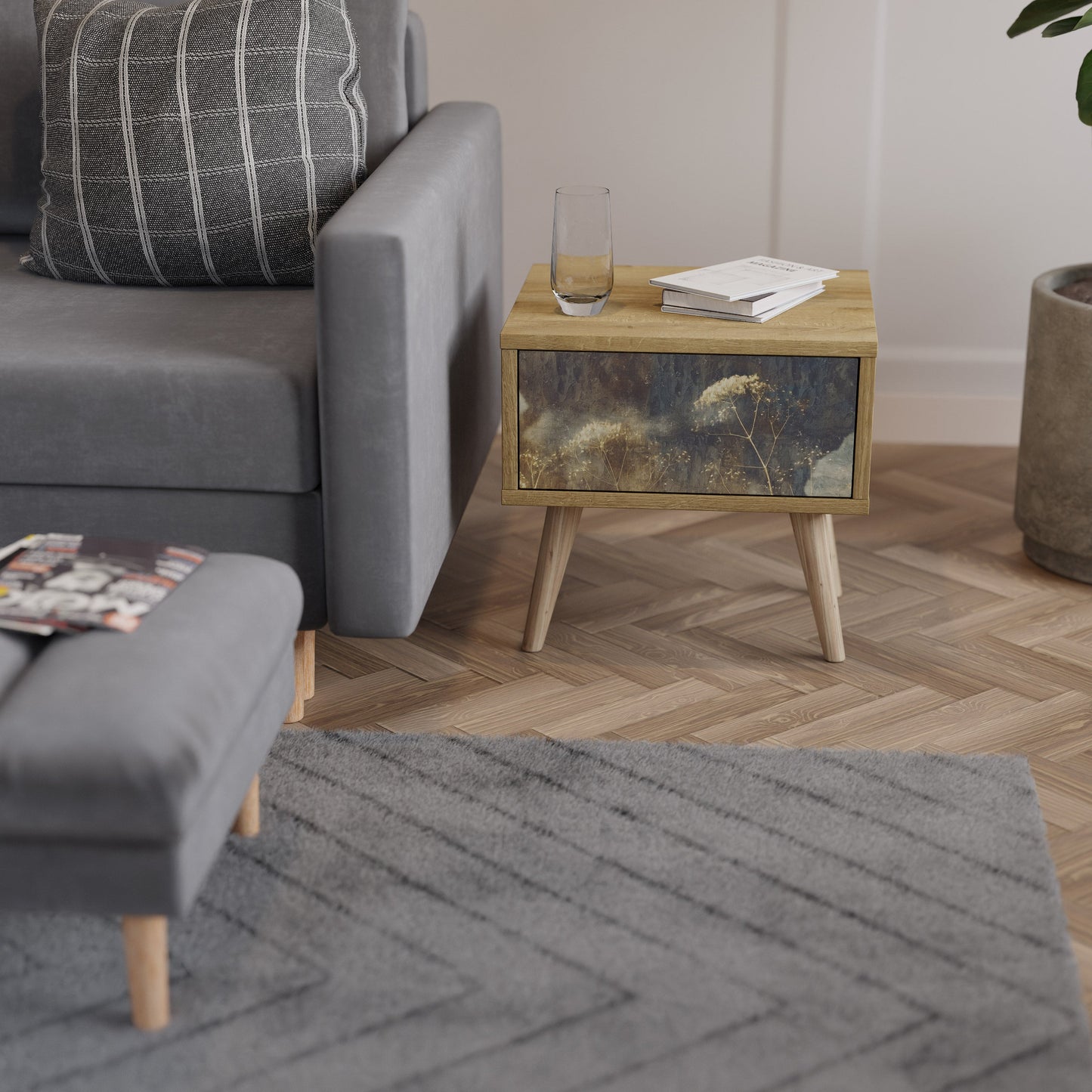 GENTLE POWER Comodino in Effetto Rovere