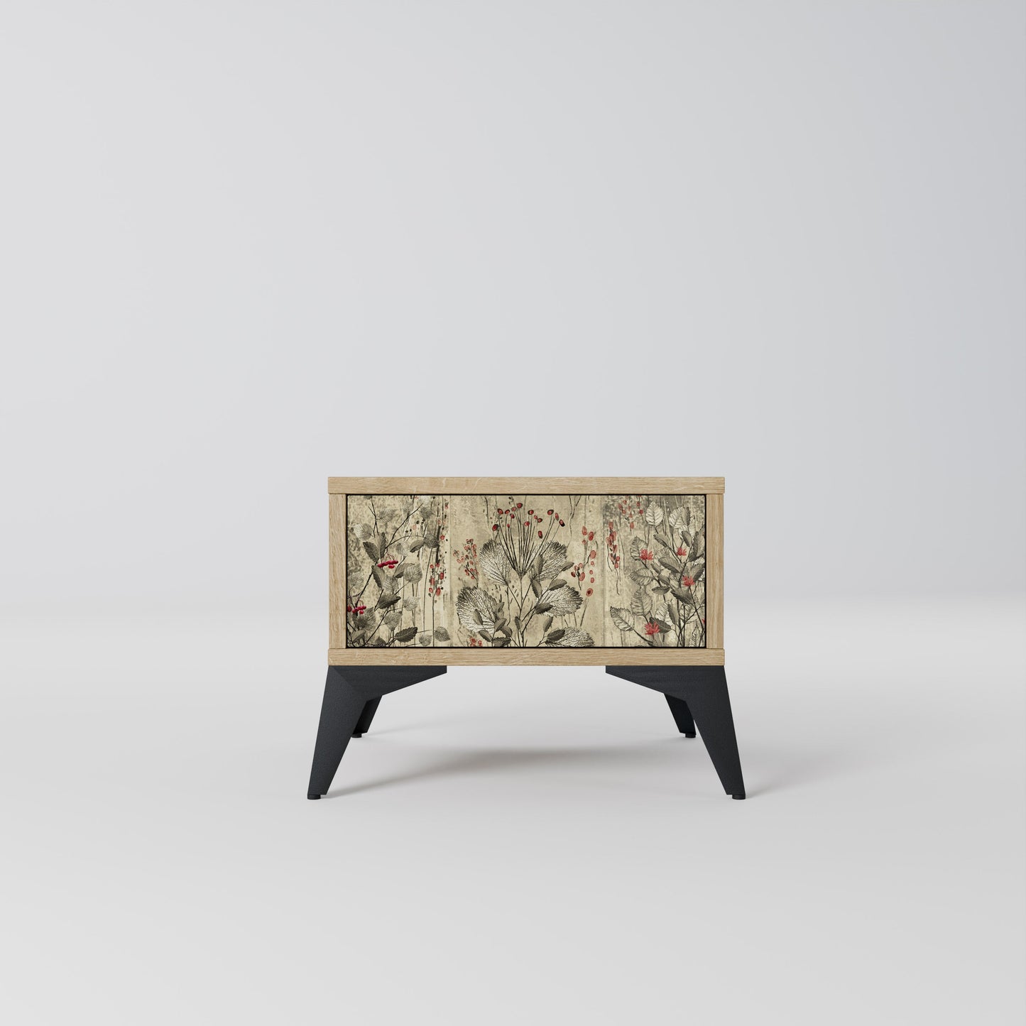 HERBAL GRACE Nightstand in Oak Effect