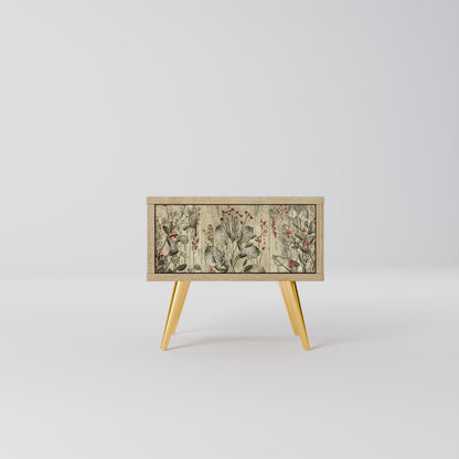 HERBAL GRACE Nightstand in Oak Effect