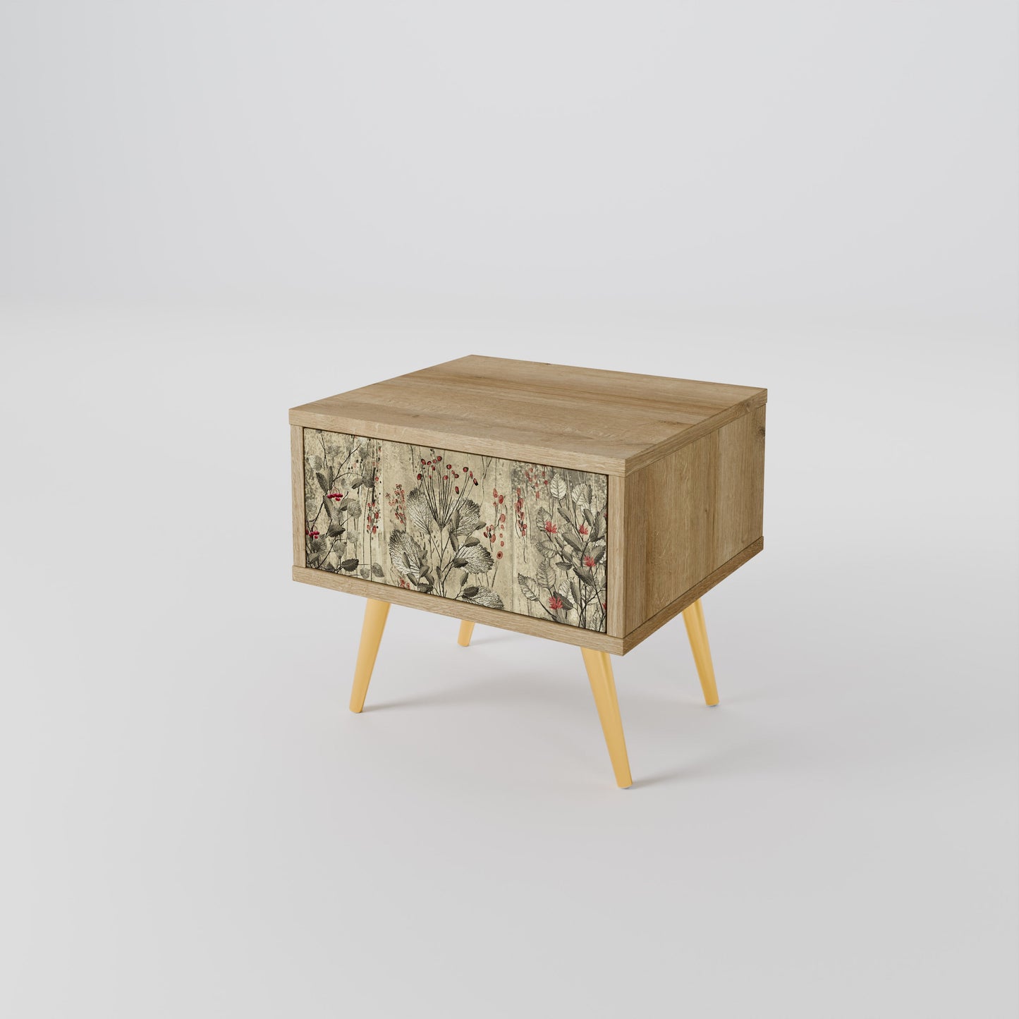 HERBAL GRACE Nightstand in Oak Effect