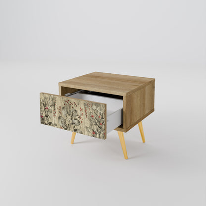 HERBAL GRACE Nightstand in Oak Effect