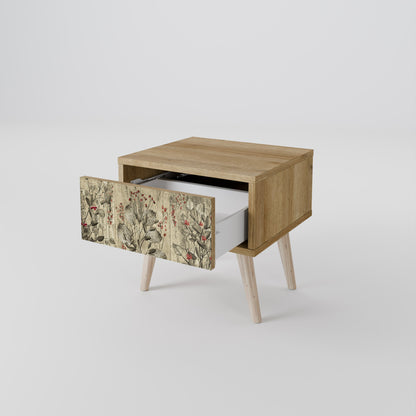 HERBAL GRACE Nightstand in Oak Effect
