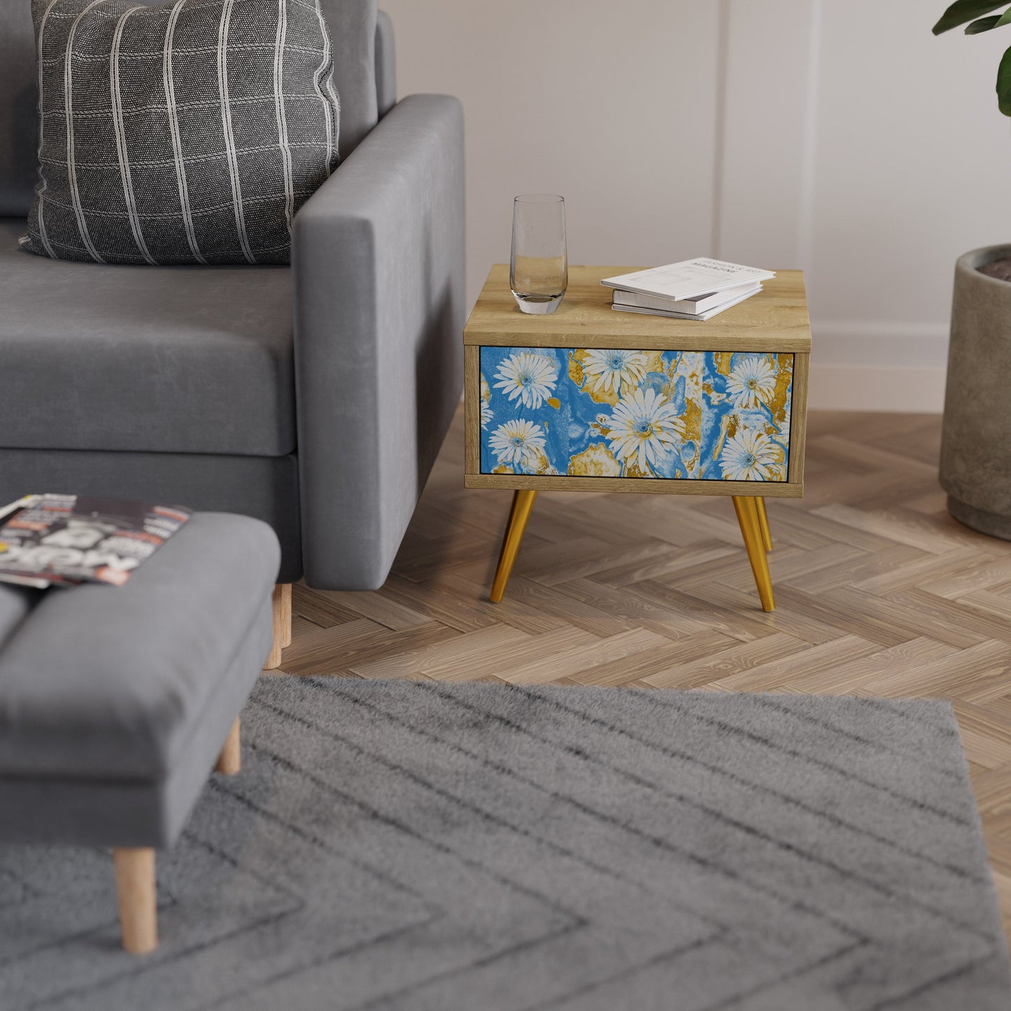 DAISY LUXE Comodino in Effetto Rovere