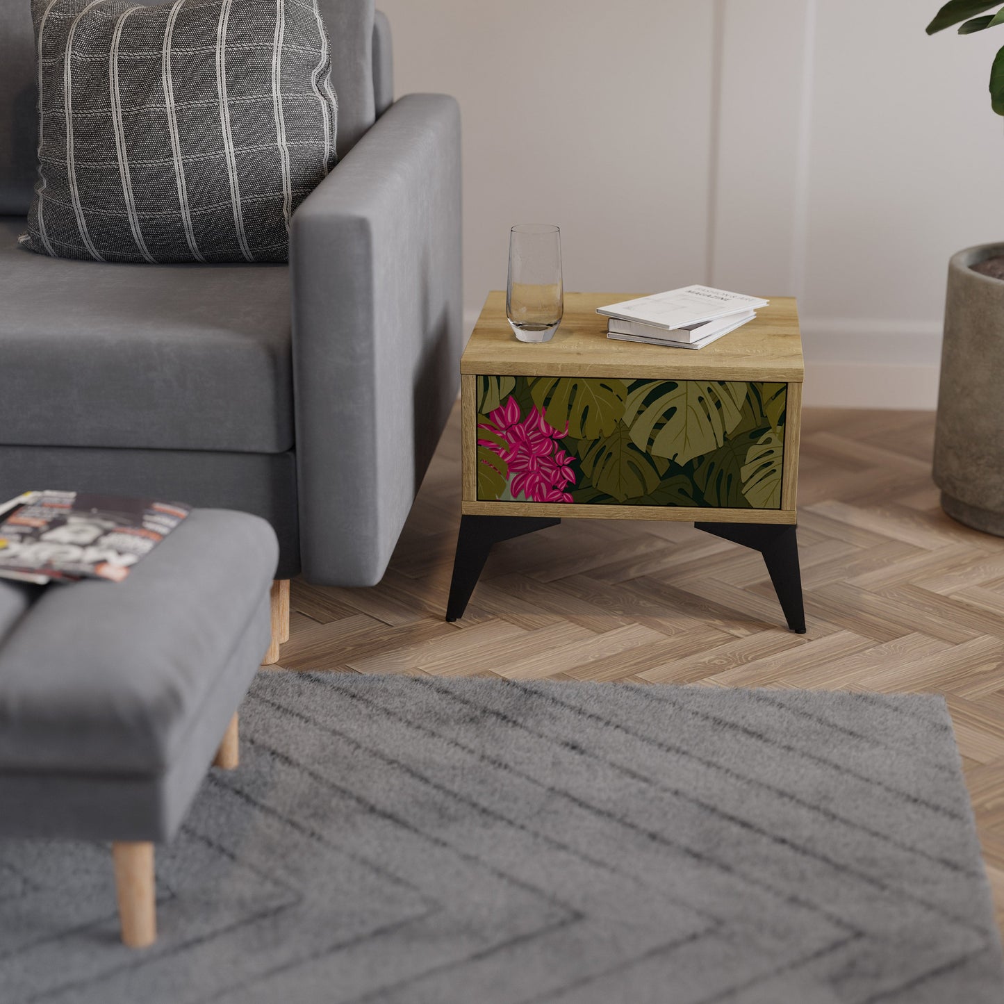 TROPICAL BEAUTY Comodino in Effetto Rovere