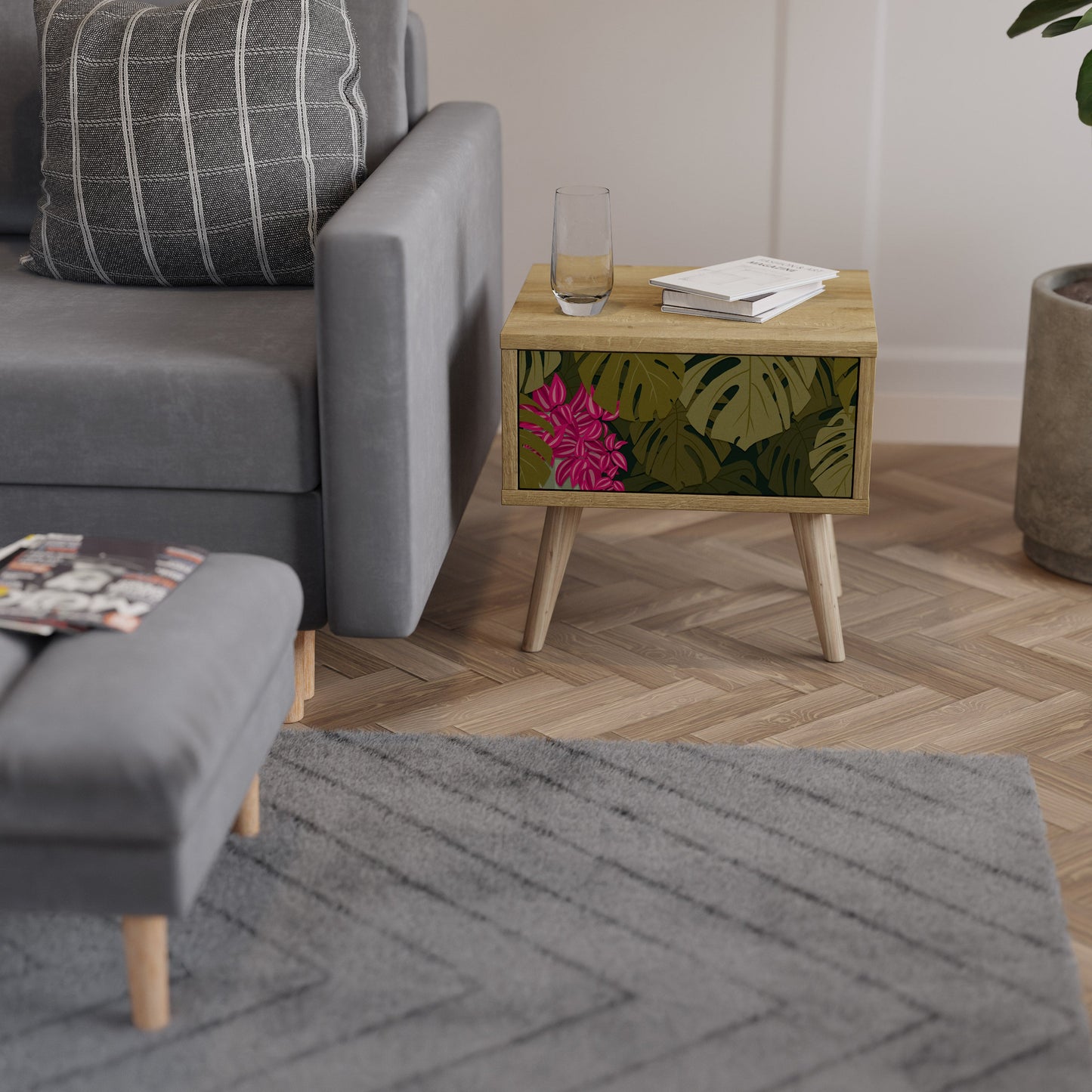 TROPICAL BEAUTY Comodino in Effetto Rovere