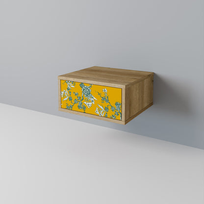 YELLOW CHINOISERIE Nightstand in Oak Effect