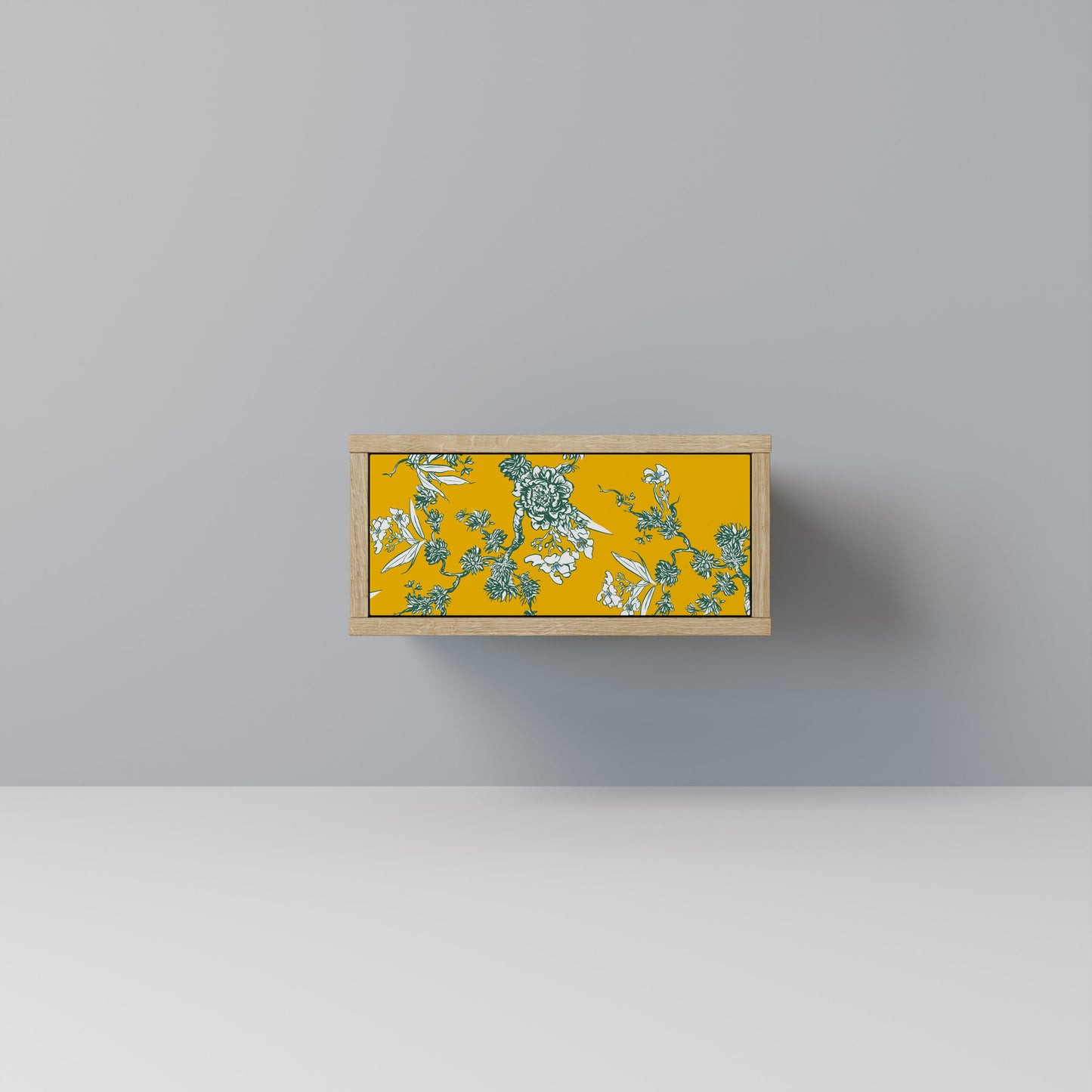 YELLOW CHINOISERIE Nightstand in Oak Effect