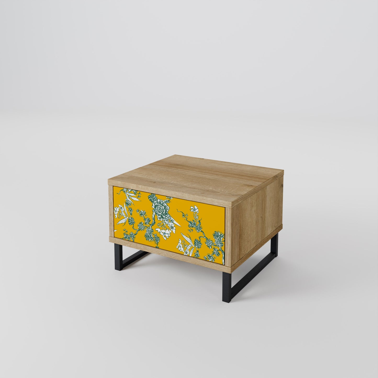 YELLOW CHINOISERIE Nightstand in Oak Effect