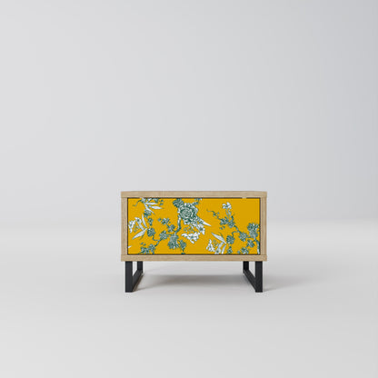 YELLOW CHINOISERIE Nightstand in Oak Effect