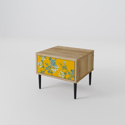 YELLOW CHINOISERIE Nightstand in Oak Effect