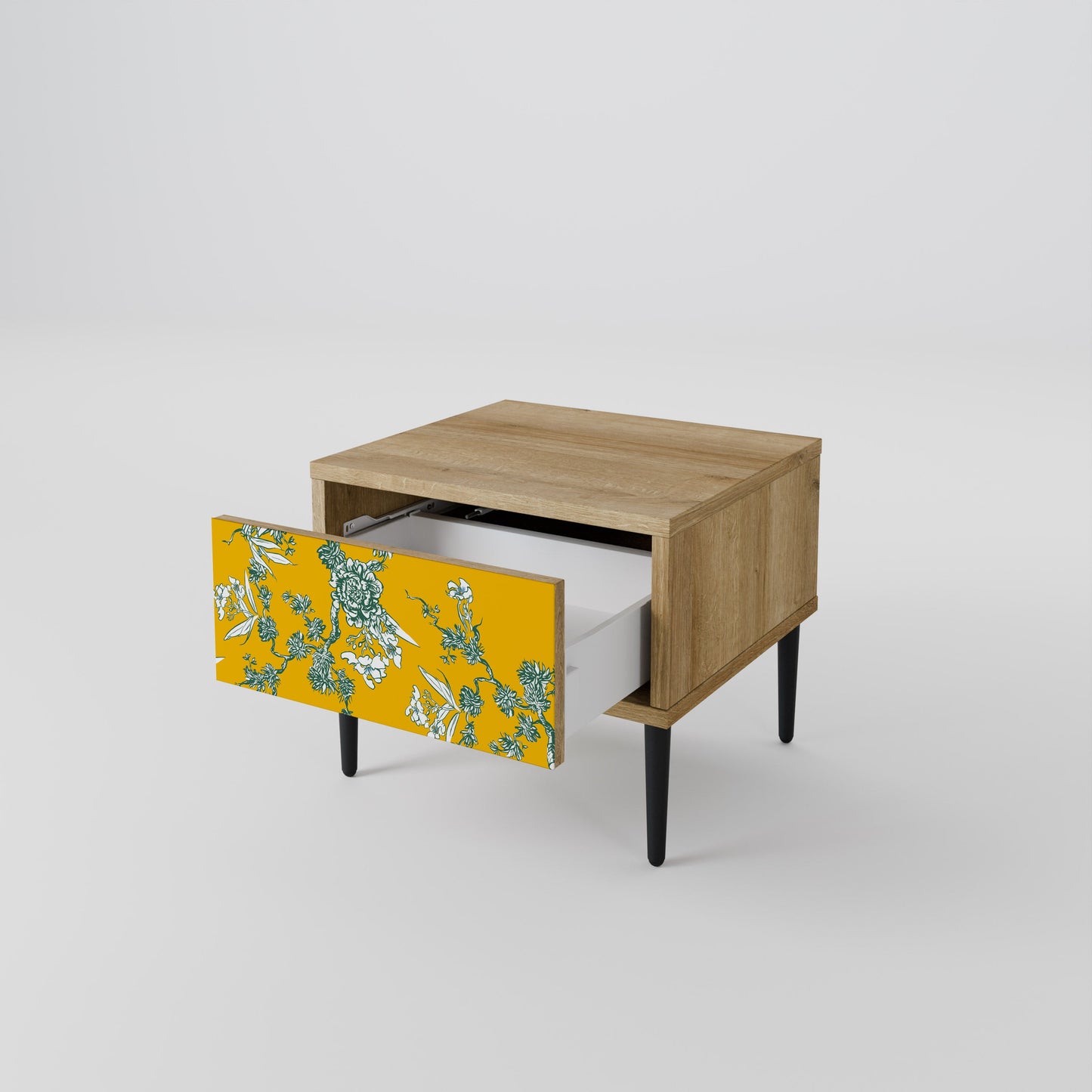 YELLOW CHINOISERIE Nightstand in Oak Effect