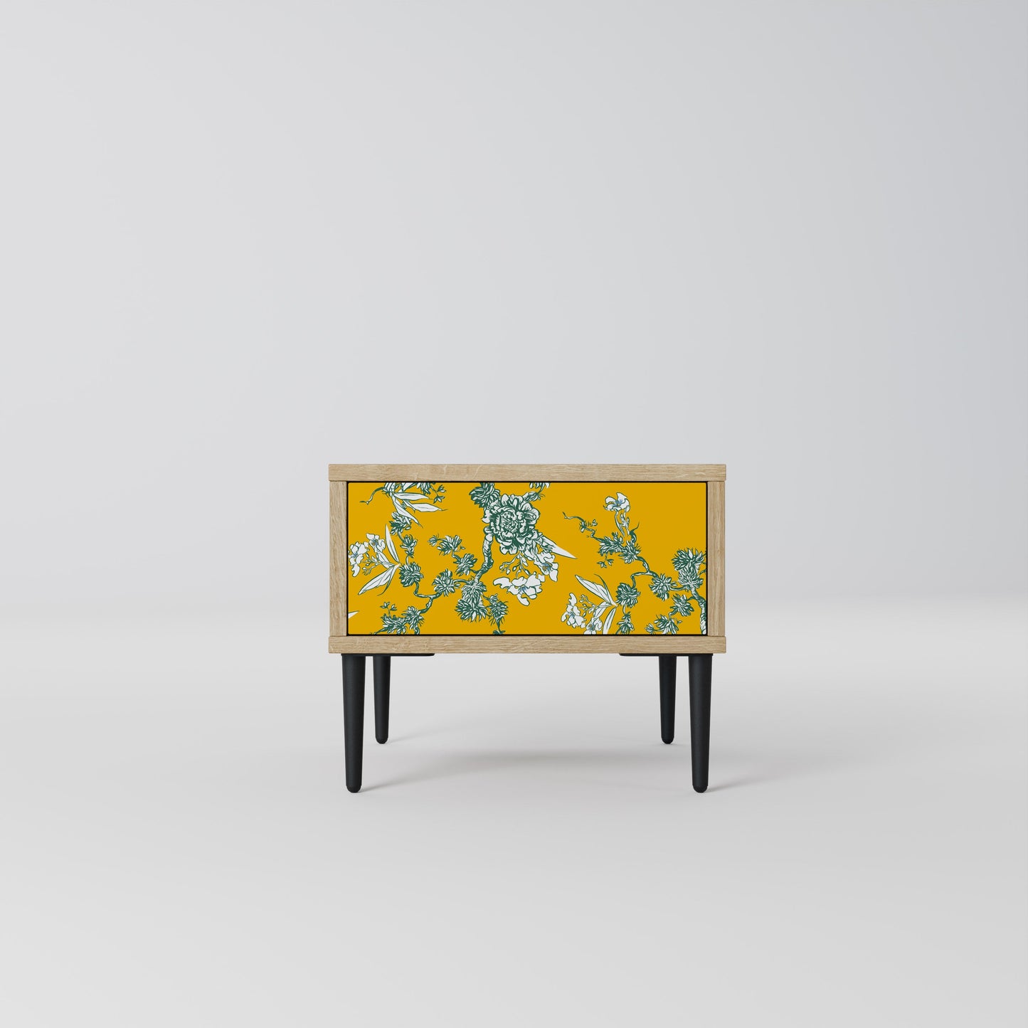 YELLOW CHINOISERIE Nightstand in Oak Effect