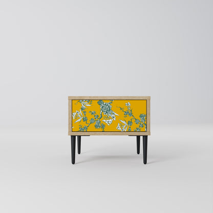 YELLOW CHINOISERIE Nightstand in Oak Effect