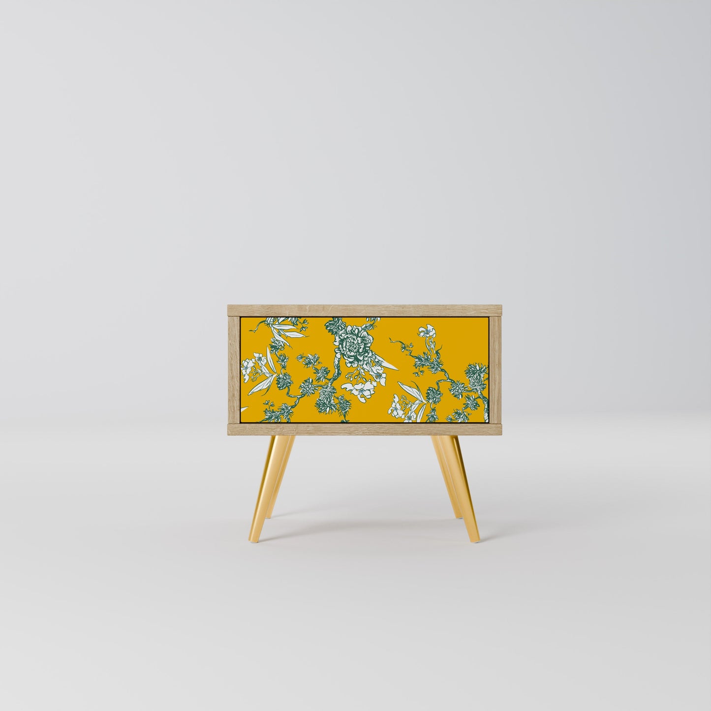 YELLOW CHINOISERIE Nightstand in Oak Effect