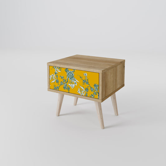 YELLOW CHINOISERIE Nightstand in Oak Effect
