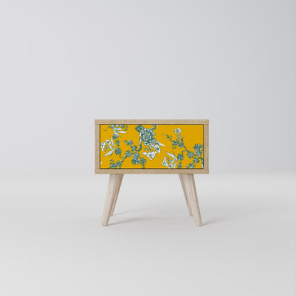 YELLOW CHINOISERIE Nightstand in Oak Effect