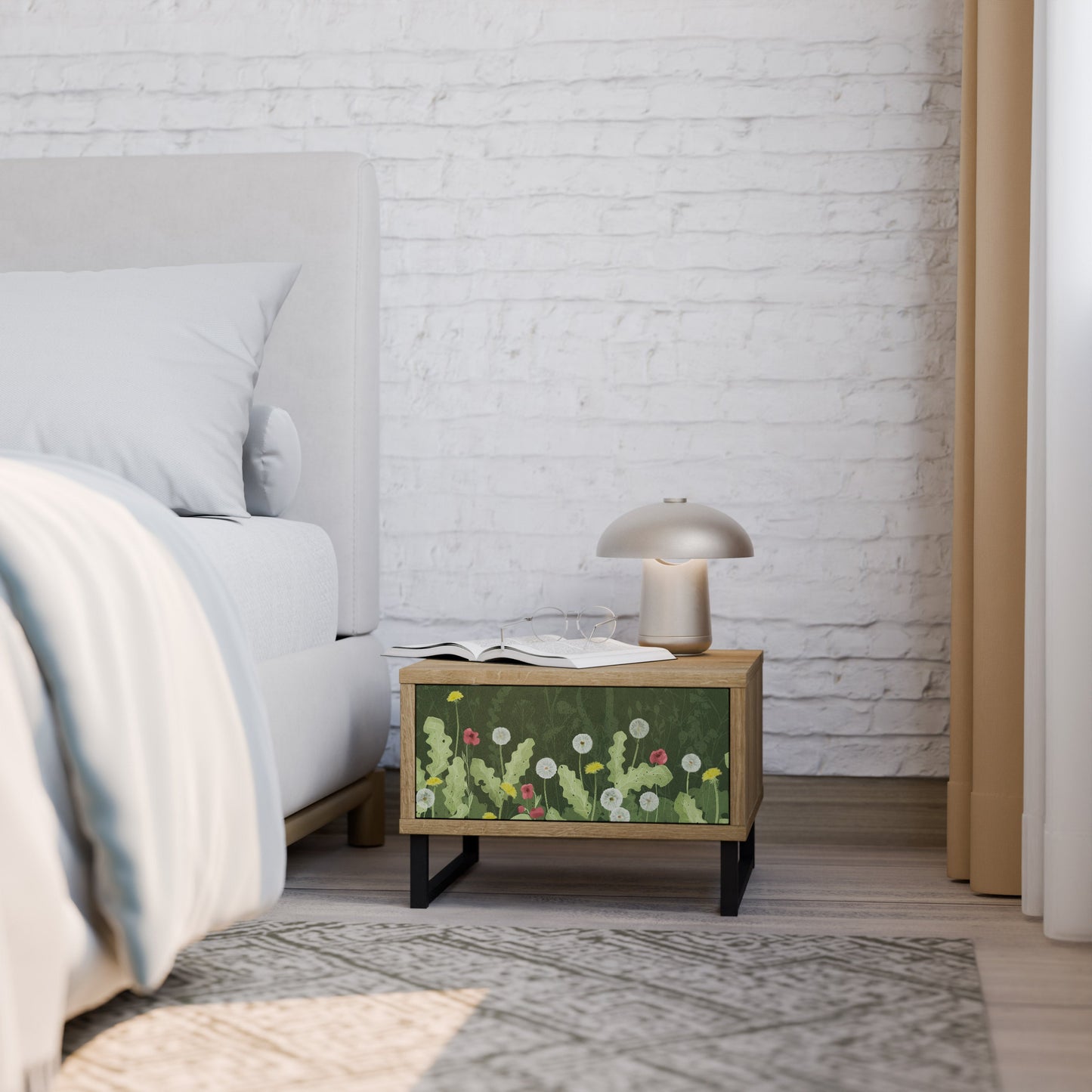 DANDELION AMUSE Nightstand in Oak Effect