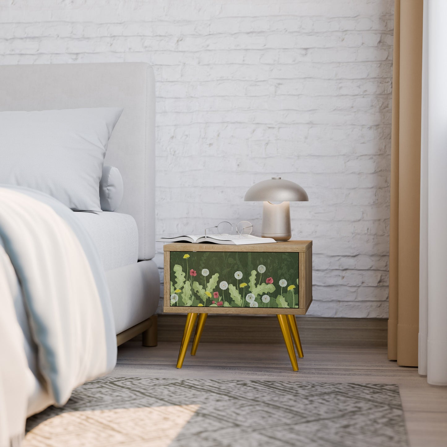 DANDELION AMUSE Nightstand in Oak Effect