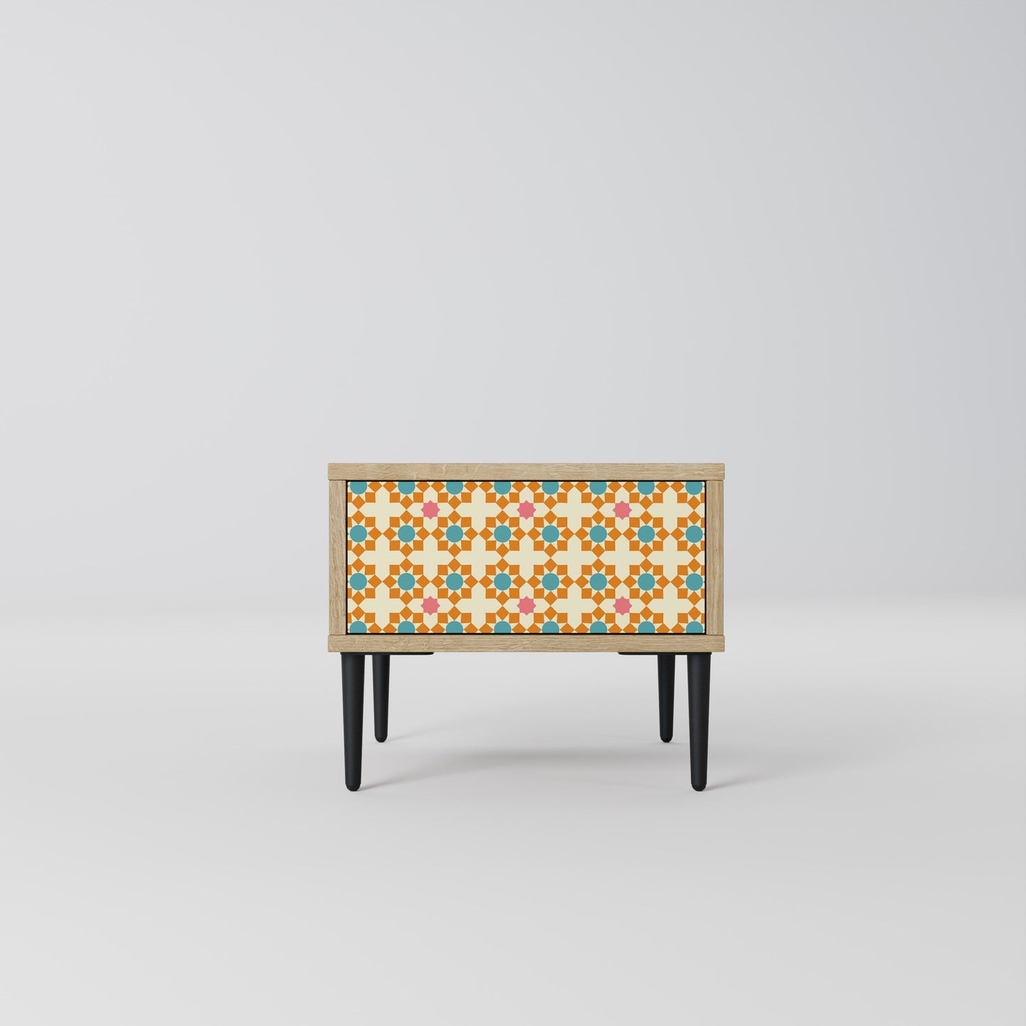 FLORAL DECOR Nightstand in Oak Effect