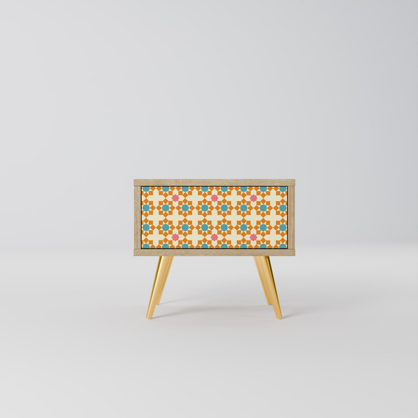 FLORAL DECOR Nightstand in Oak Effect