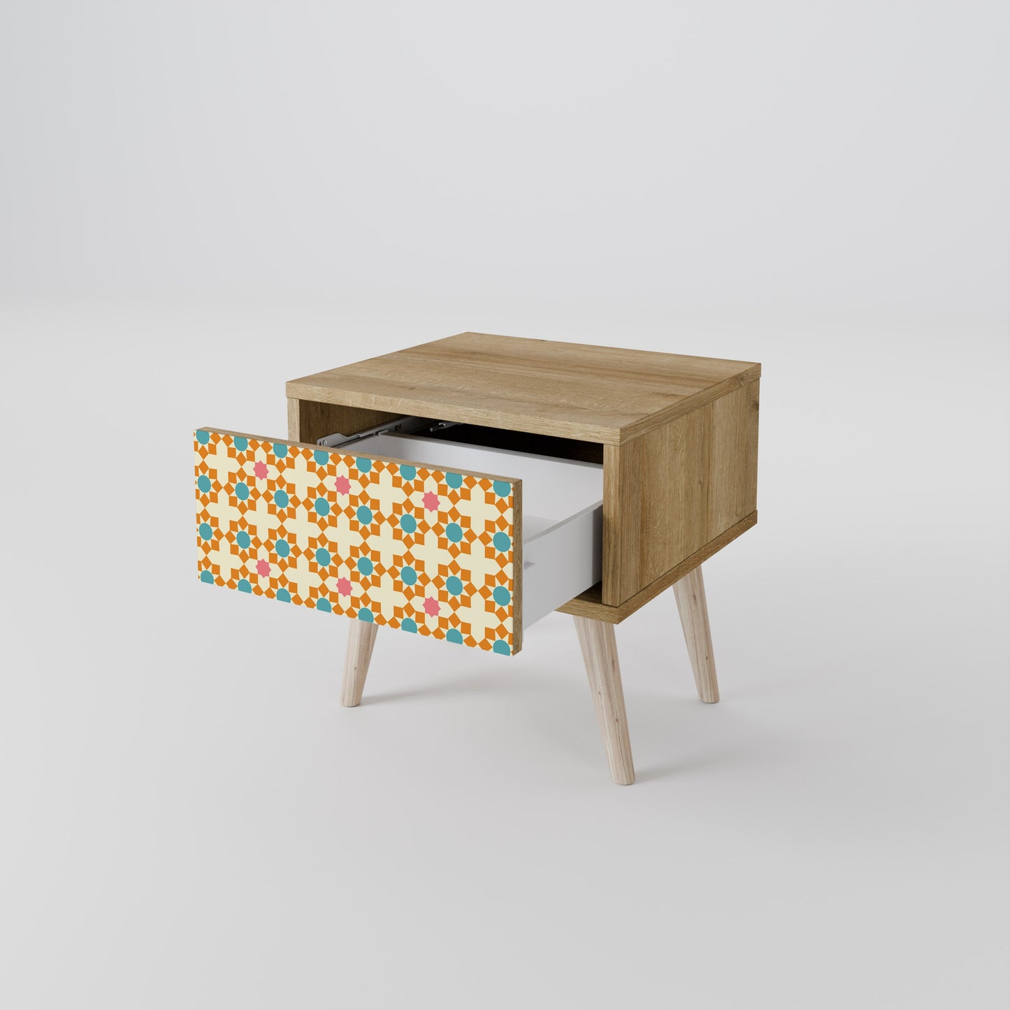 FLORAL DECOR Nightstand in Oak Effect