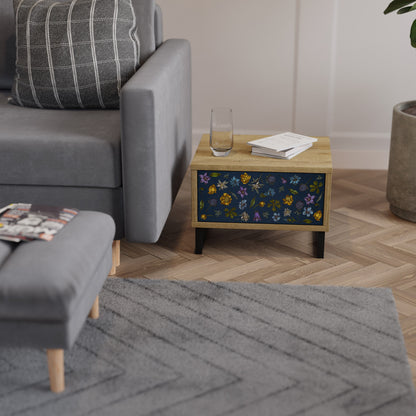 FLOWERS ON NAVY BLUE Comodino in Effetto Rovere