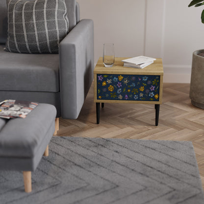 FLOWERS ON NAVY BLUE Comodino in Effetto Rovere