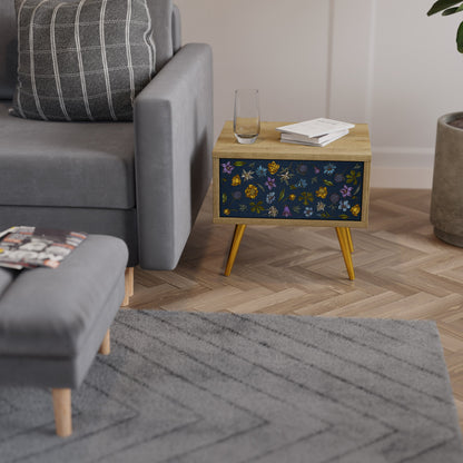FLOWERS ON NAVY BLUE Comodino in Effetto Rovere