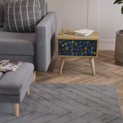 FLOWERS ON NAVY BLUE Comodino in Effetto Rovere