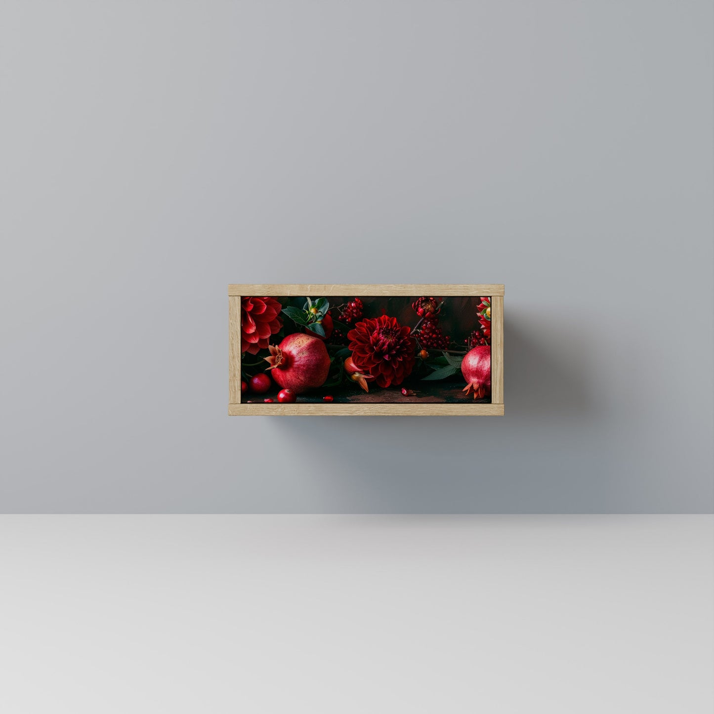 DAHLIAS AND POMEGRANATES Comodino in Effetto Rovere