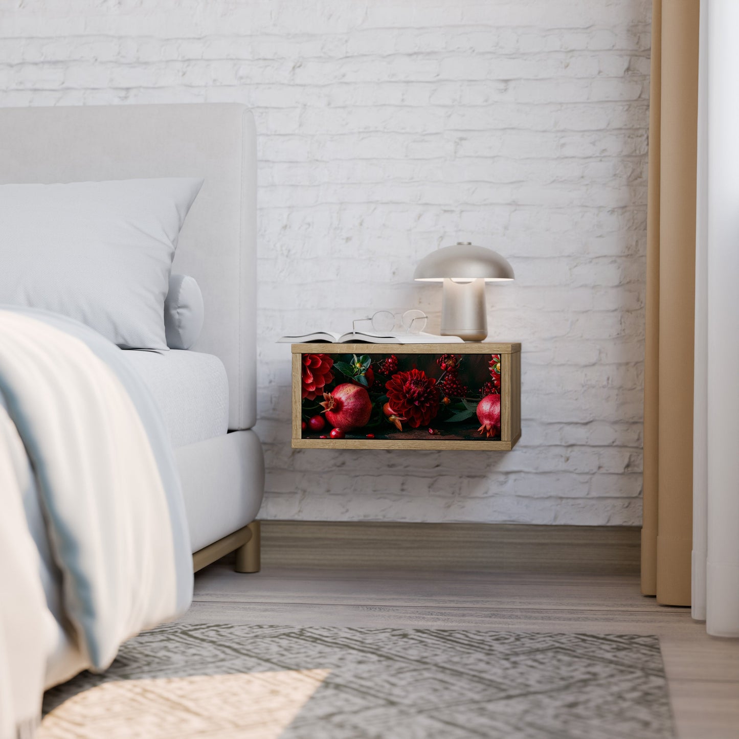 DAHLIAS AND POMEGRANATES Comodino in Effetto Rovere