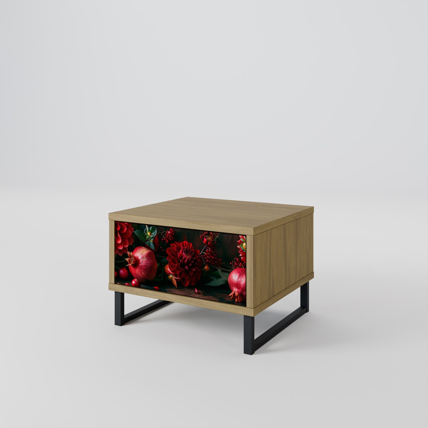 DAHLIAS AND POMEGRANATES Comodino in Effetto Rovere