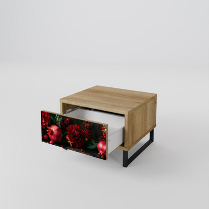 DAHLIAS AND POMEGRANATES Comodino in Effetto Rovere