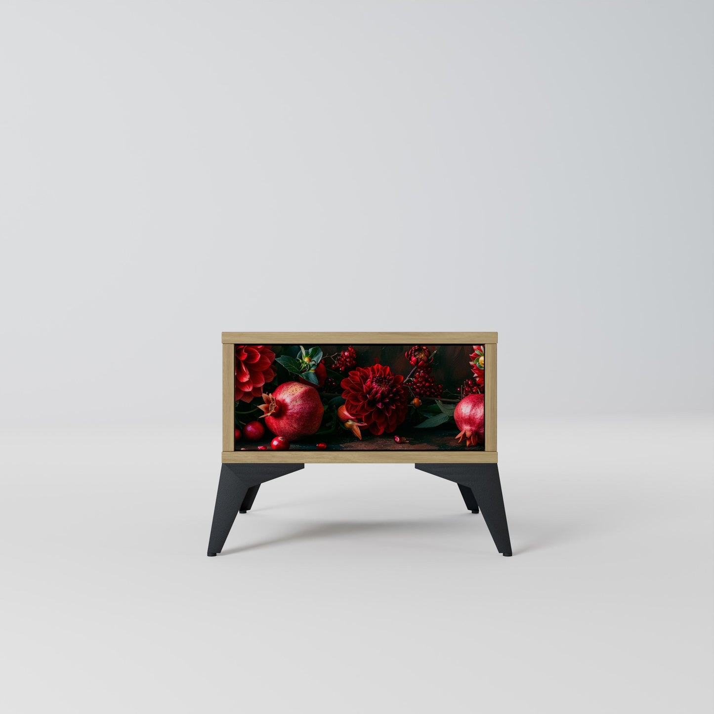 DAHLIAS AND POMEGRANATES Comodino in Effetto Rovere