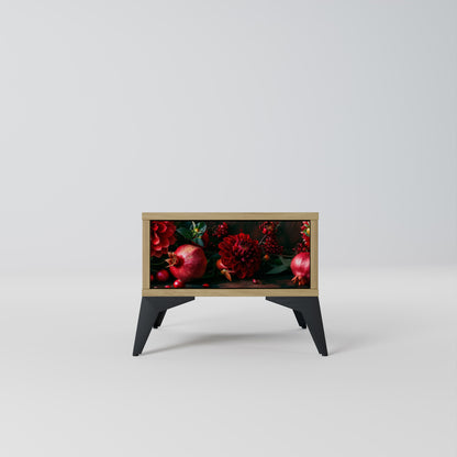 DAHLIAS AND POMEGRANATES Comodino in Effetto Rovere