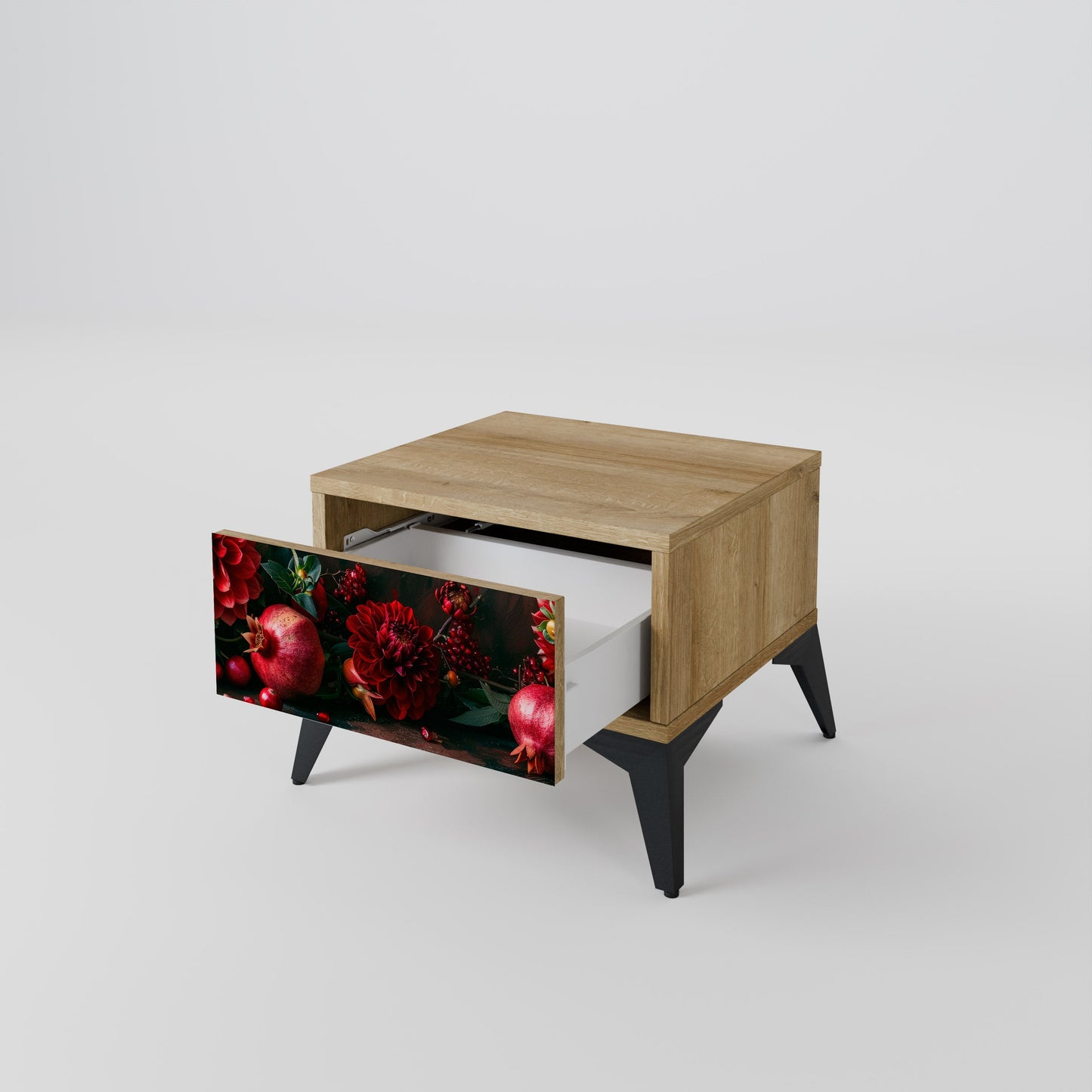 DAHLIAS AND POMEGRANATES Comodino in Effetto Rovere