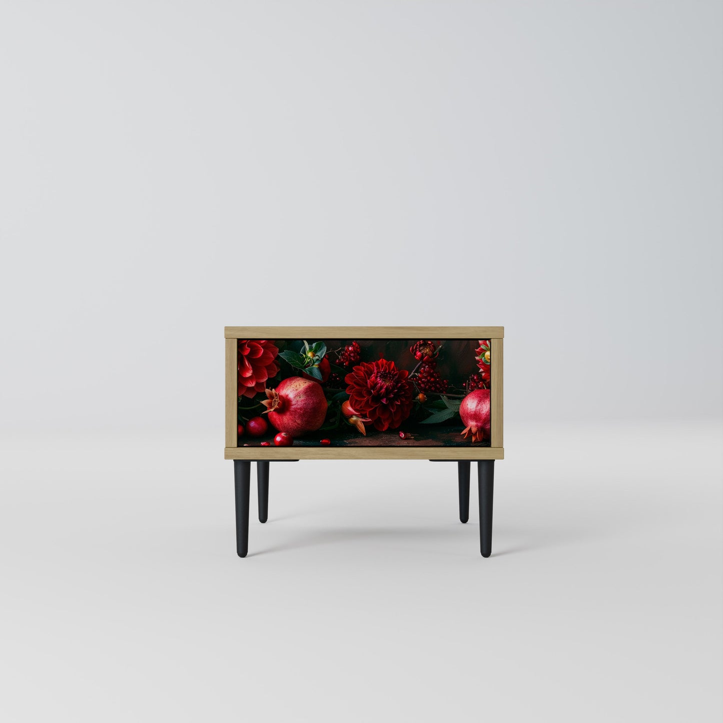 DAHLIAS AND POMEGRANATES Comodino in Effetto Rovere