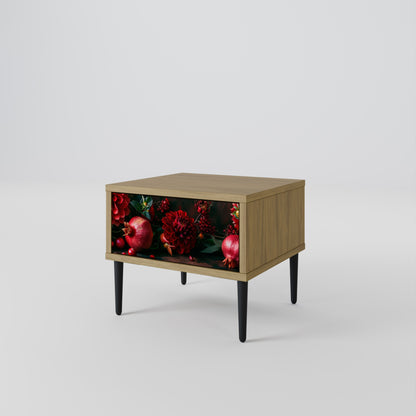 DAHLIAS AND POMEGRANATES Comodino in Effetto Rovere