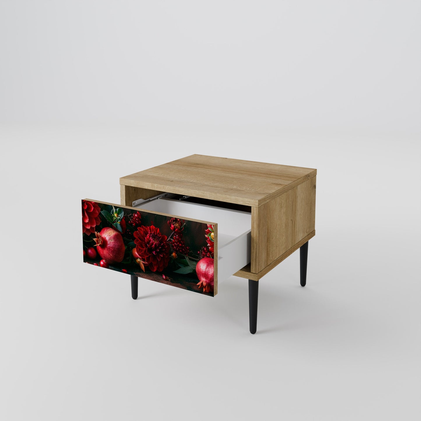 DAHLIAS AND POMEGRANATES Comodino in Effetto Rovere