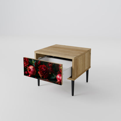 DAHLIAS AND POMEGRANATES Comodino in Effetto Rovere