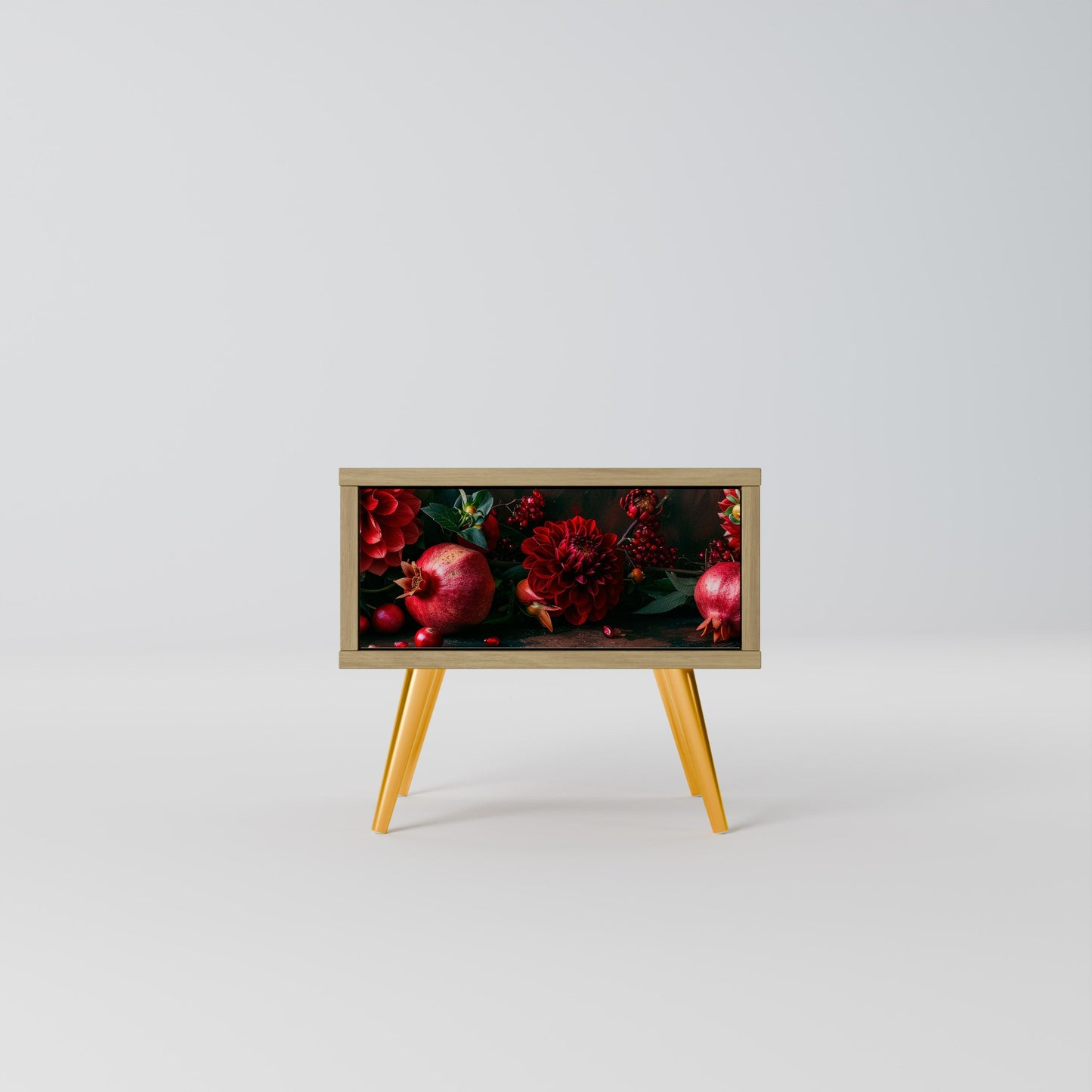 DAHLIAS AND POMEGRANATES Comodino in Effetto Rovere