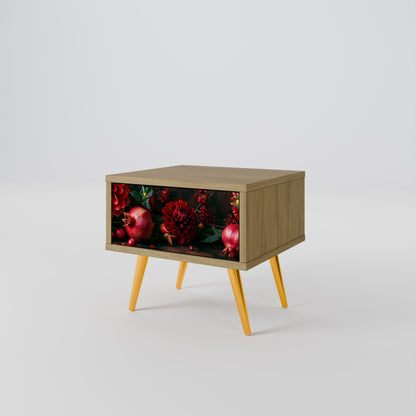 DAHLIAS AND POMEGRANATES Comodino in Effetto Rovere