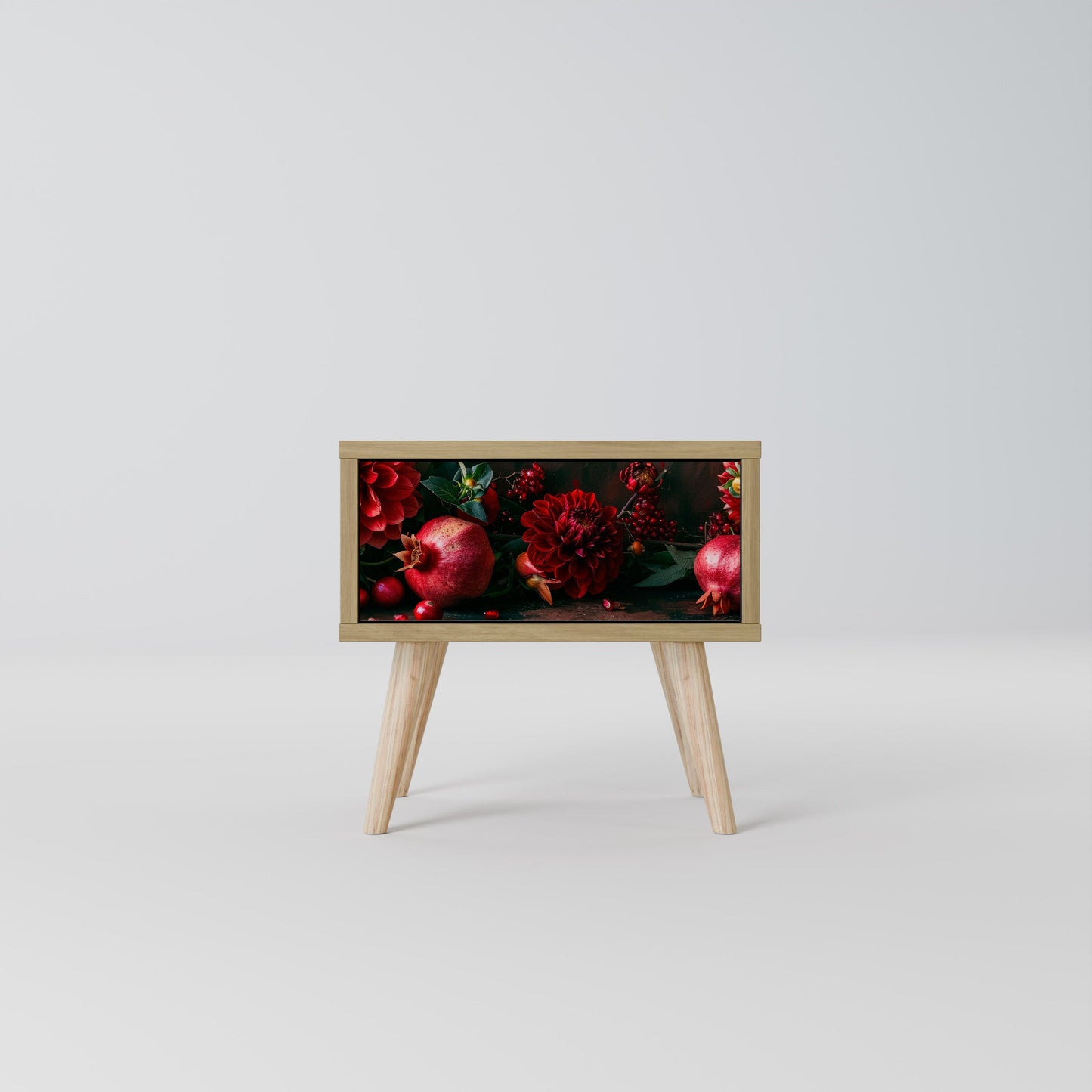 DAHLIAS AND POMEGRANATES Comodino in Effetto Rovere