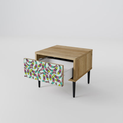 INDIAN FISH Comodino in Effetto Rovere