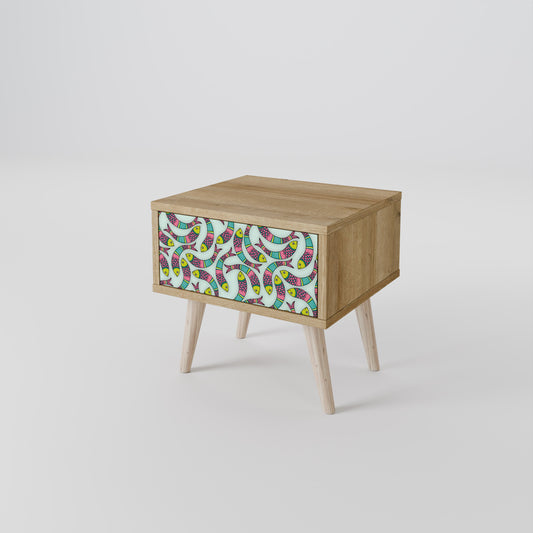 INDIAN FISH Nightstand in Oak Effect