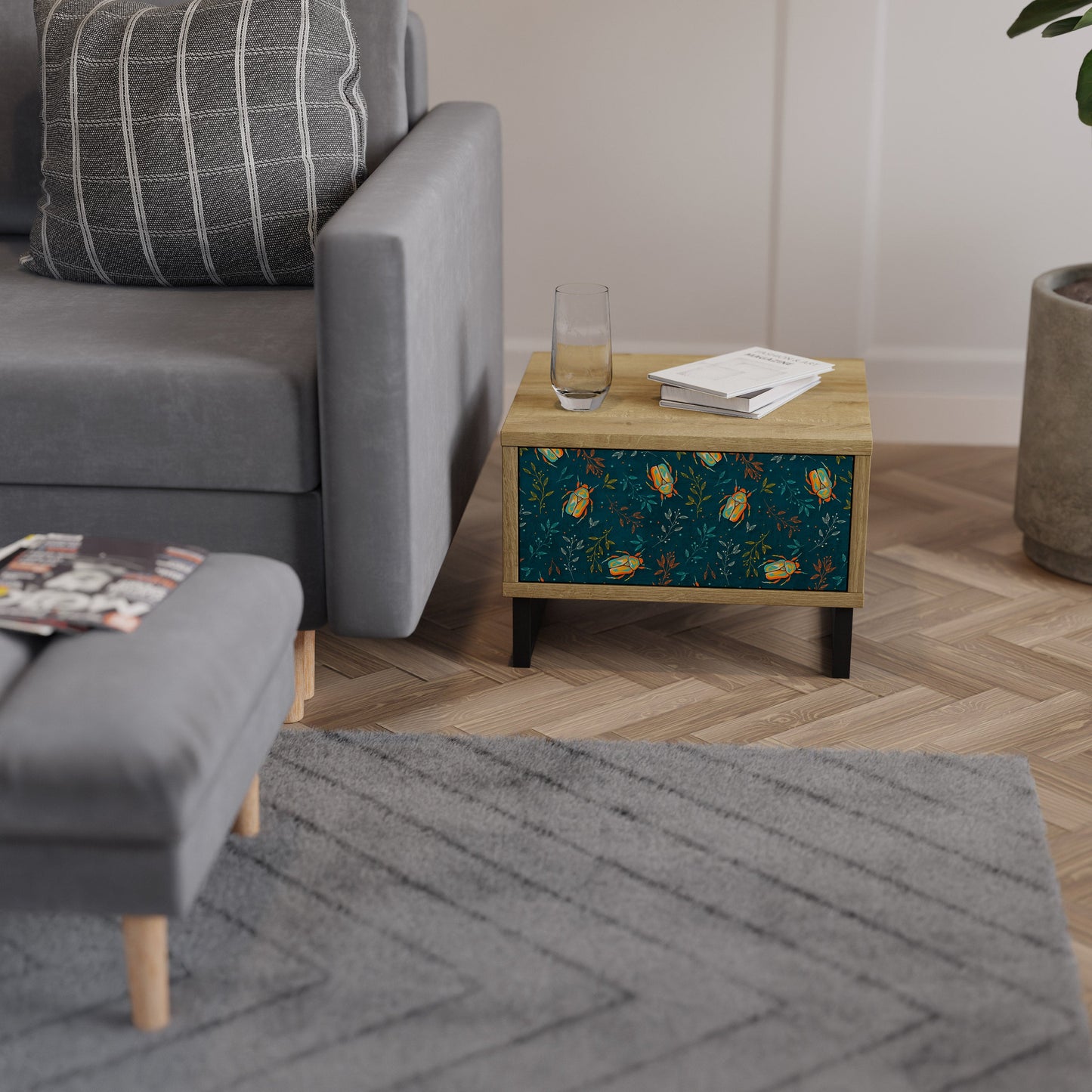 AUTUMN INSECTS Comodino in Effetto Rovere