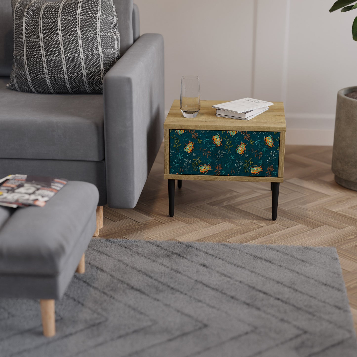 AUTUMN INSECTS Comodino in Effetto Rovere