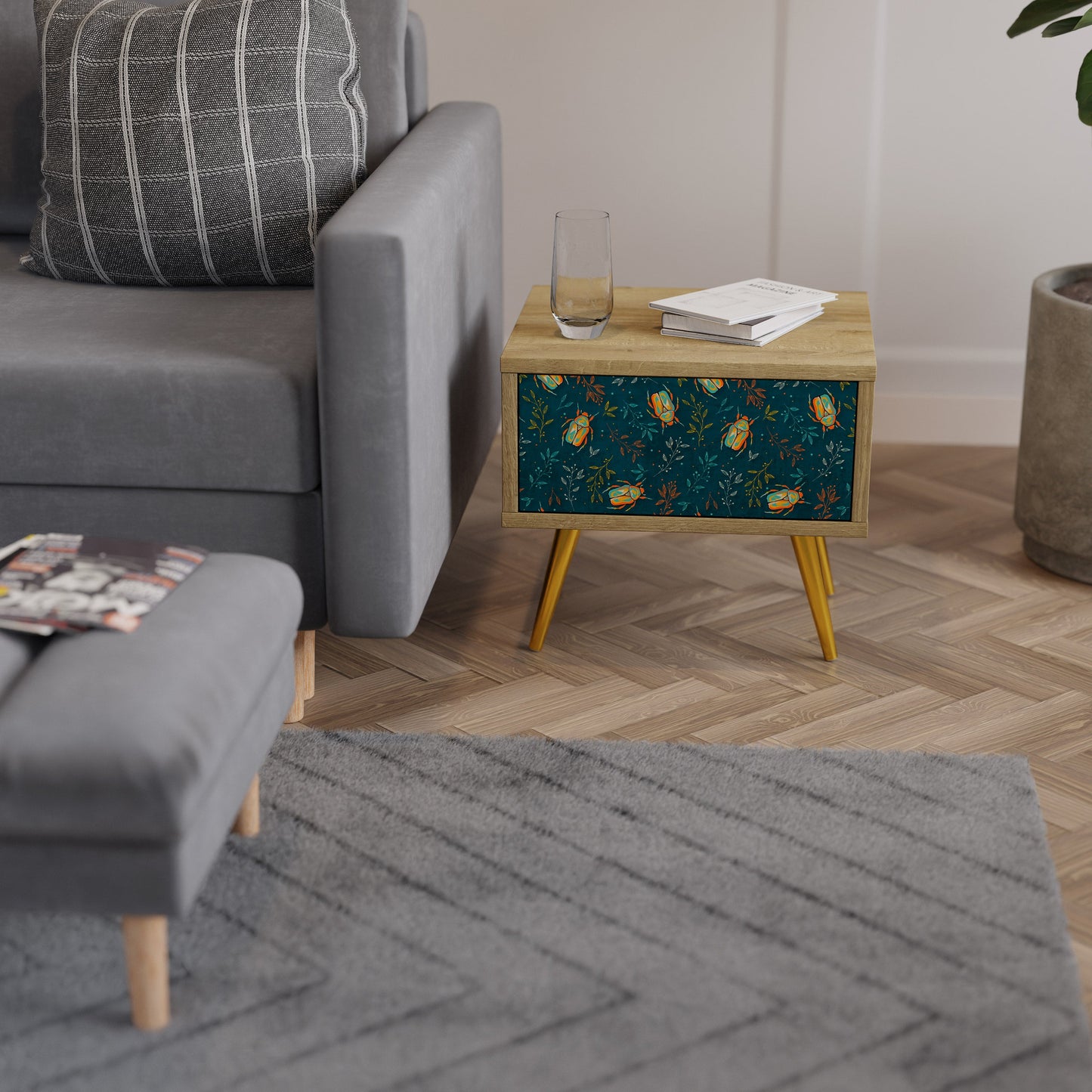 AUTUMN INSECTS Comodino in Effetto Rovere