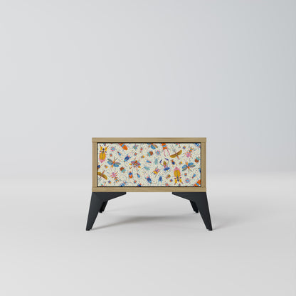 COLORFUL INSECTS Comodino in Effetto Rovere